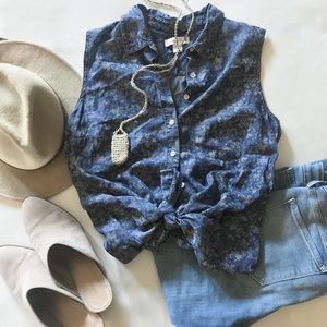 Coldwater Creek tencel floral button down